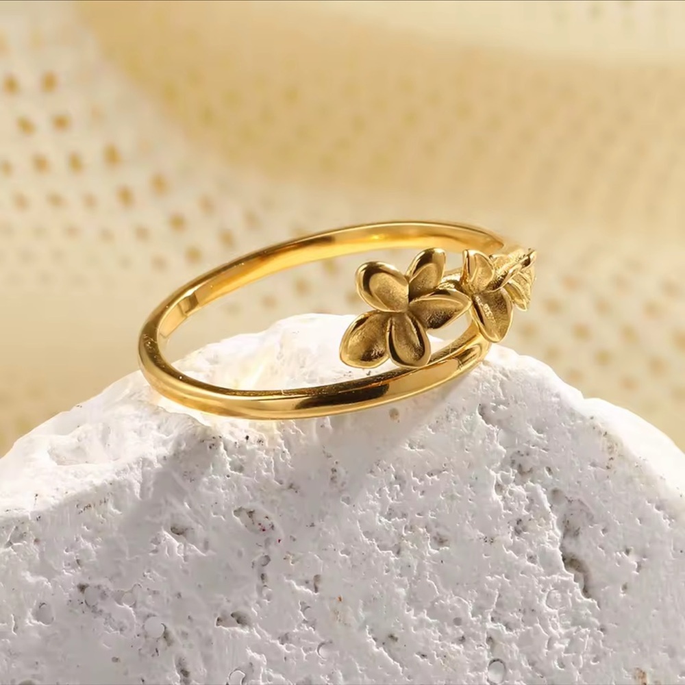 Gold Flower Opening Ring Cute Gold Jewelry
Adjustable Stainless Steel